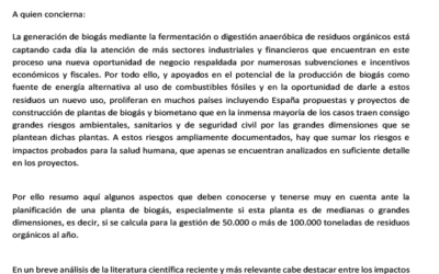 Riesgos para la salud de las plantas de biogás